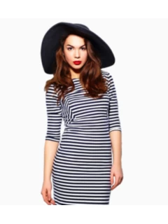 White Black Line Dress